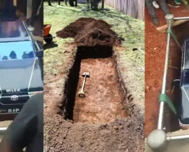 Nigerian man is buried in Hilux truck, video goes viral