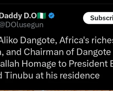 Reactions As Nigerian Billionaire, Aliko Dangote Paid A Sallah Homage To President Tinubu In Lagos