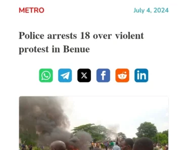 Police arrests 18 over violent protest in Benue